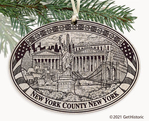 New York County New York Engraved Ornament