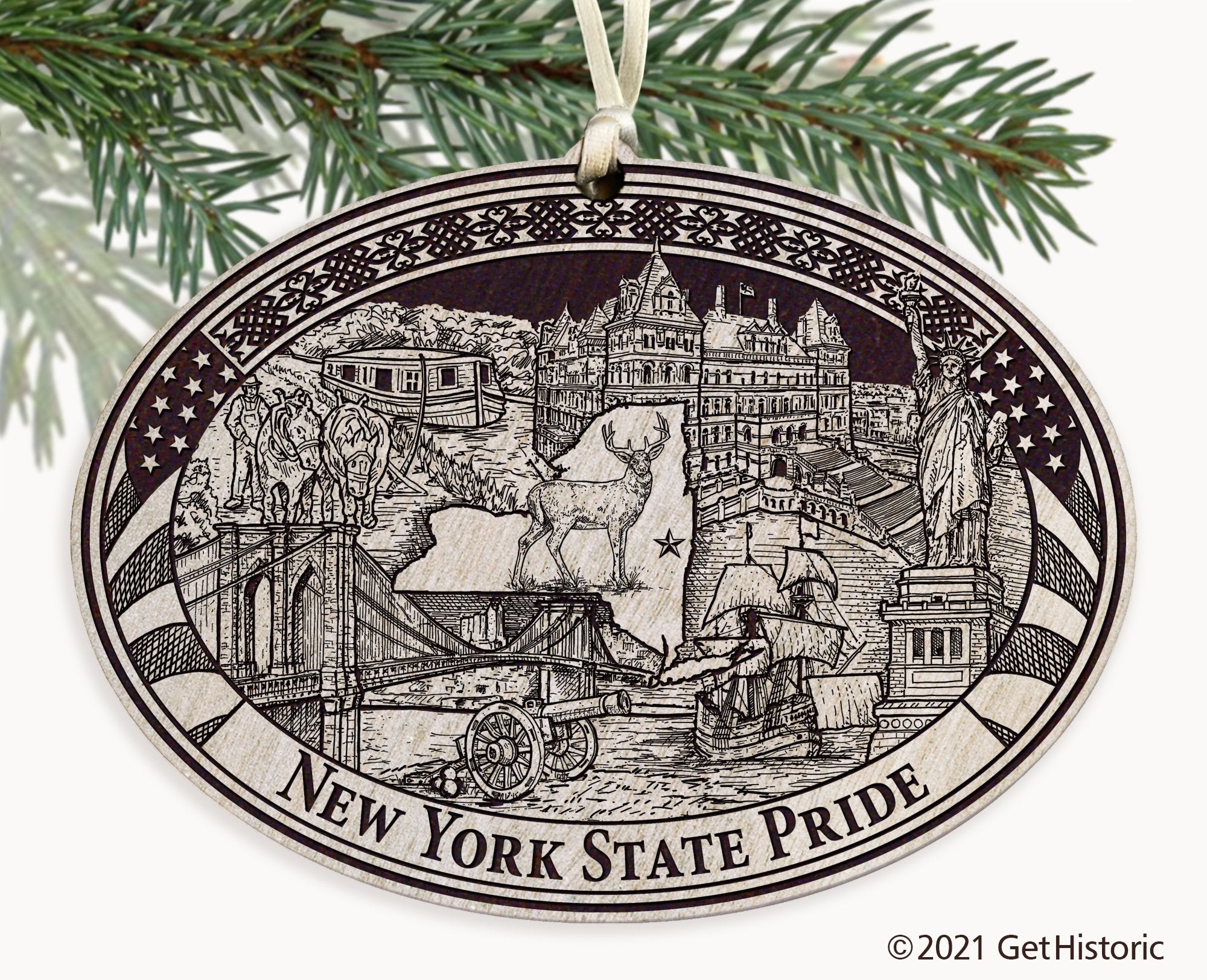 New York State Engraved Ornament