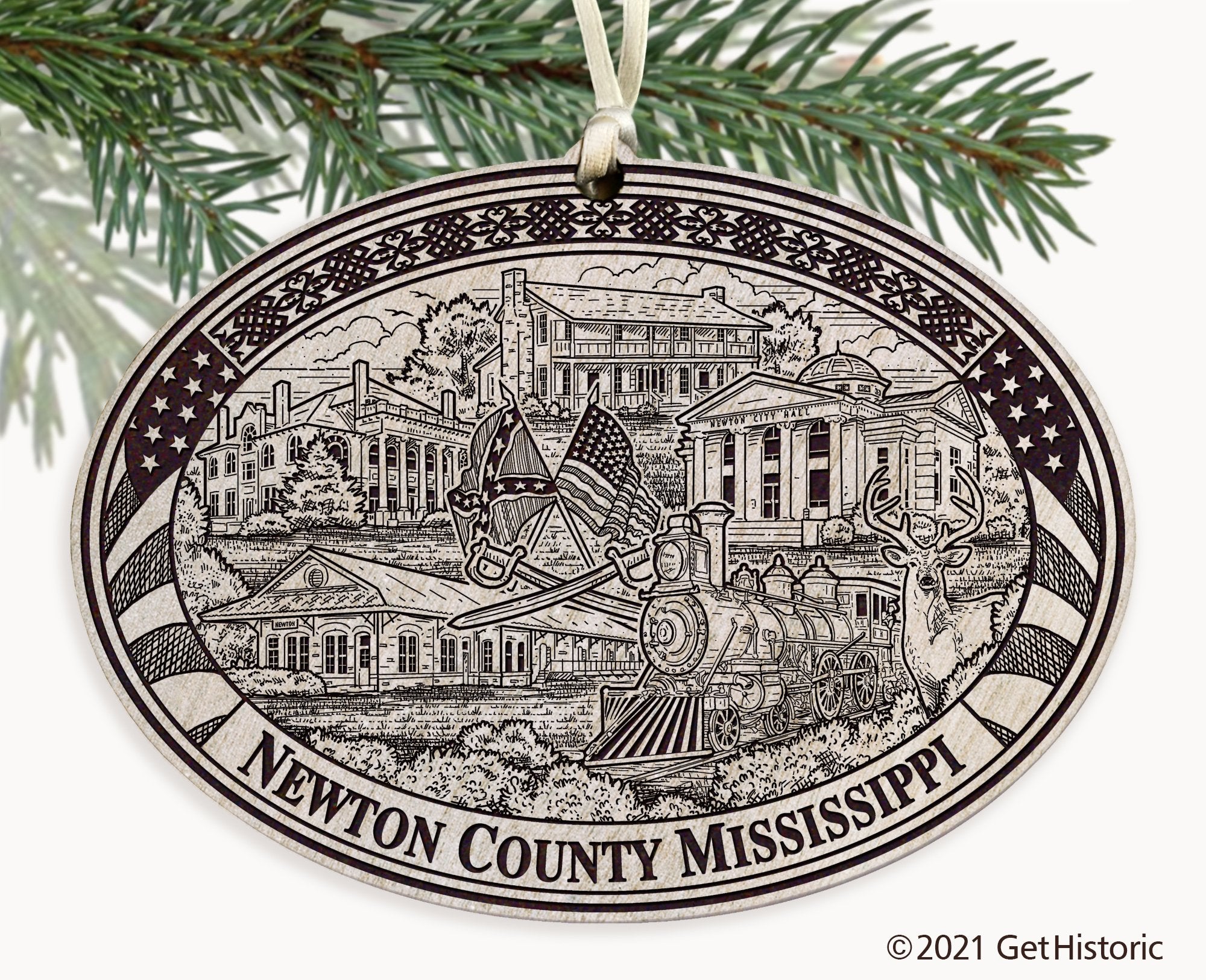 Newton County Mississippi Engraved Ornament