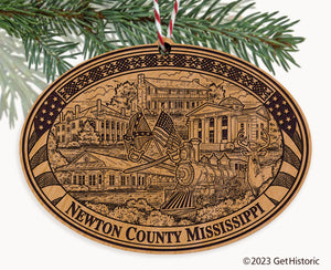 Newton County Mississippi Engraved Natural Ornament