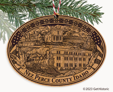 Nez Perce County Idaho Engraved Natural Ornament