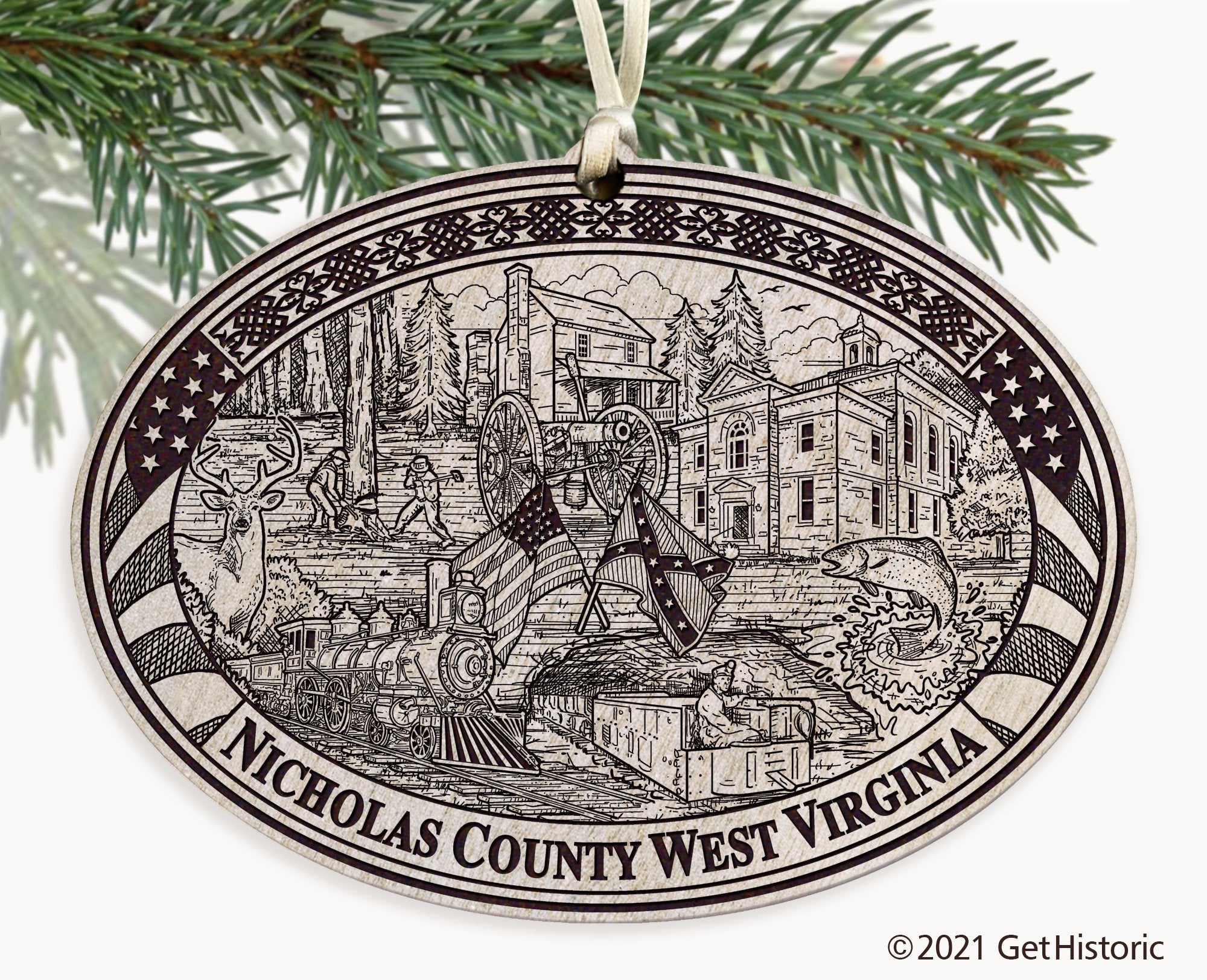 Nicholas County West Virginia Engraved Ornament