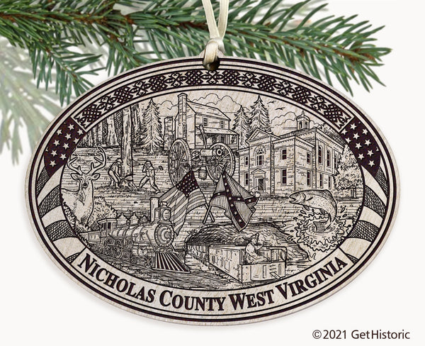 Nicholas County West Virginia Engraved Ornament
