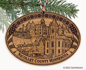Nicollet County Minnesota Engraved Natural Ornament