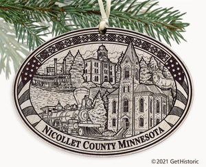 Nicollet County Minnesota Engraved Ornament