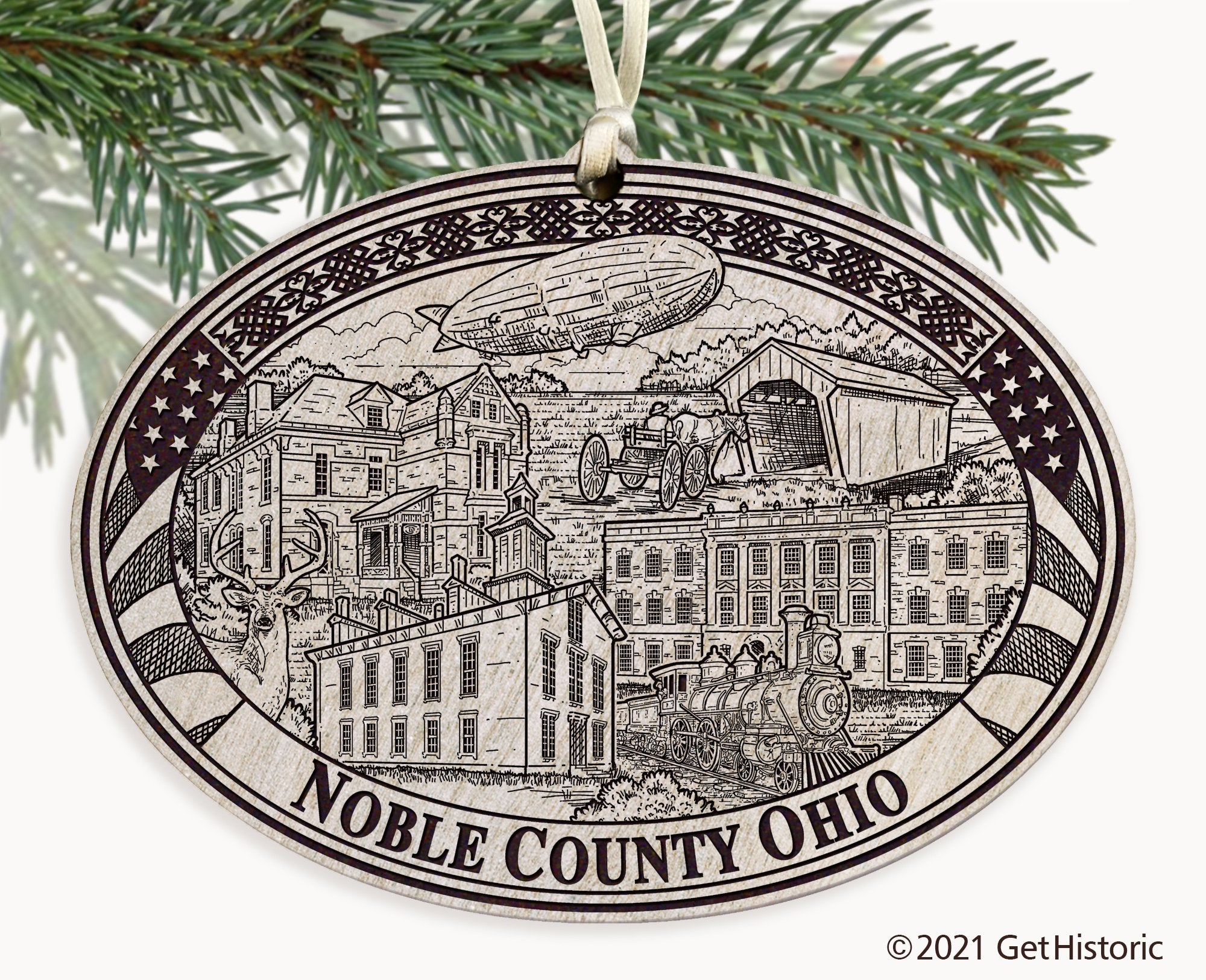 Noble County Ohio Engraved Ornament