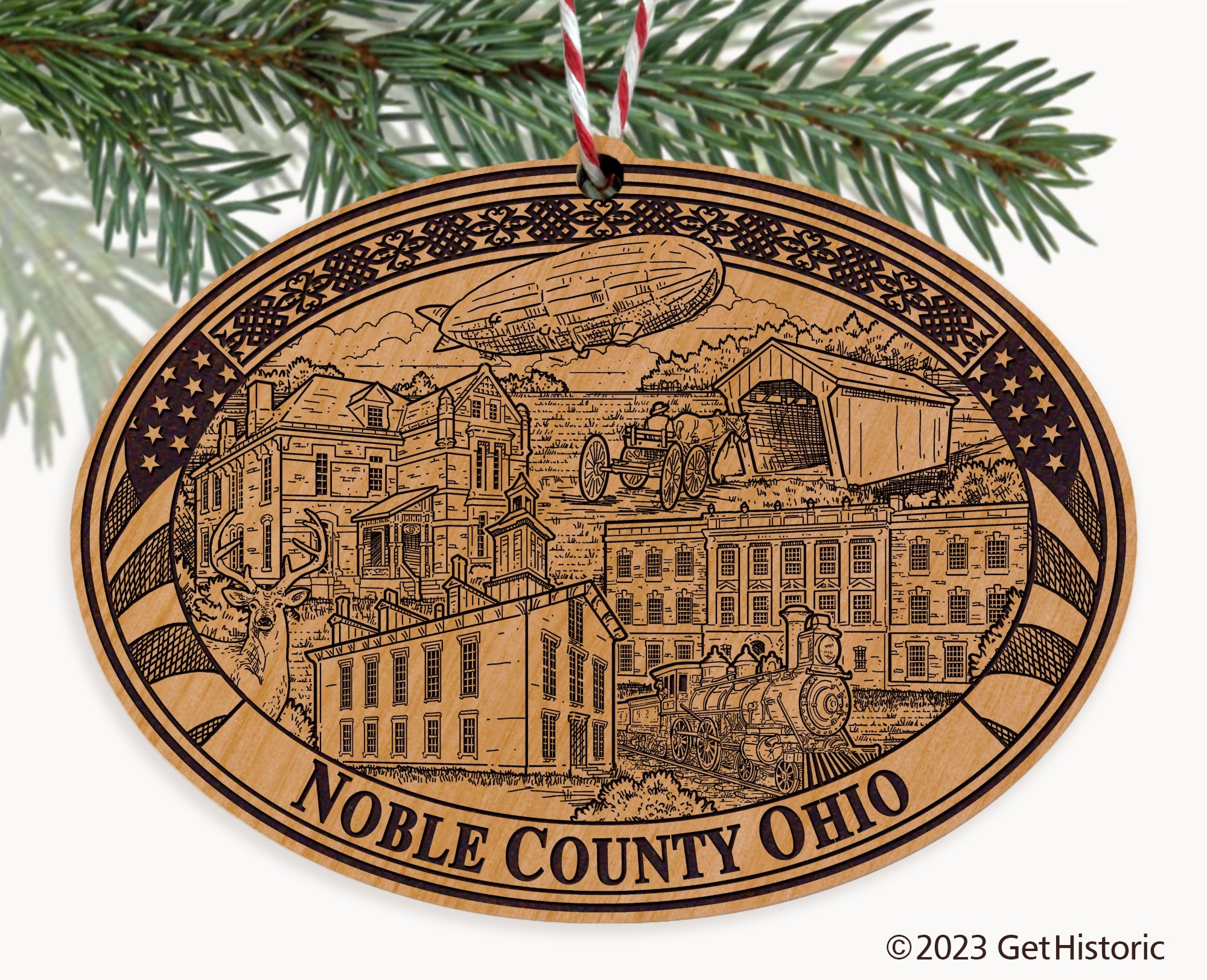 Noble County Ohio Engraved Natural Ornament
