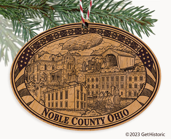 Noble County Ohio Engraved Natural Ornament