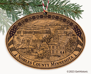 Nobles County Minnesota Engraved Natural Ornament