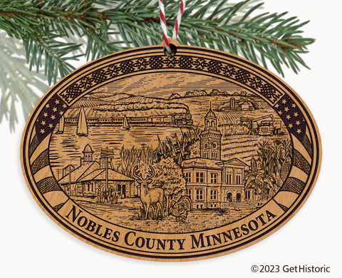 Nobles County Minnesota Engraved Natural Ornament