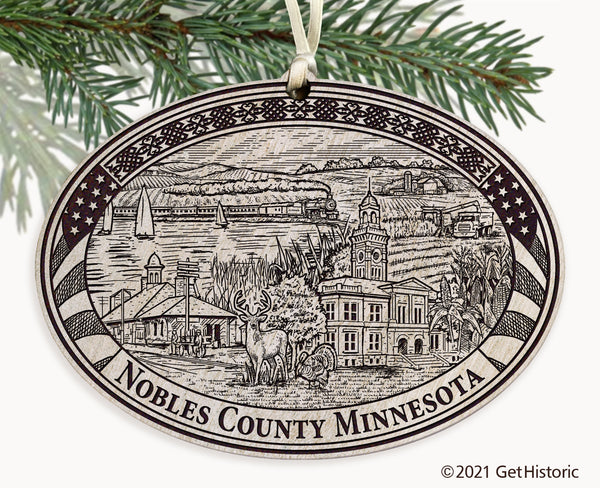 Nobles County Minnesota Engraved Ornament