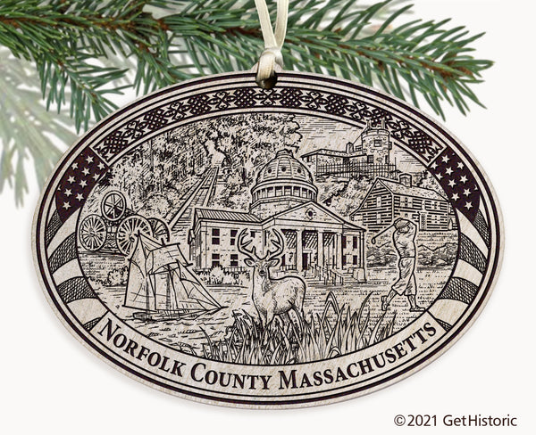 Norfolk County Massachusetts Engraved Ornament
