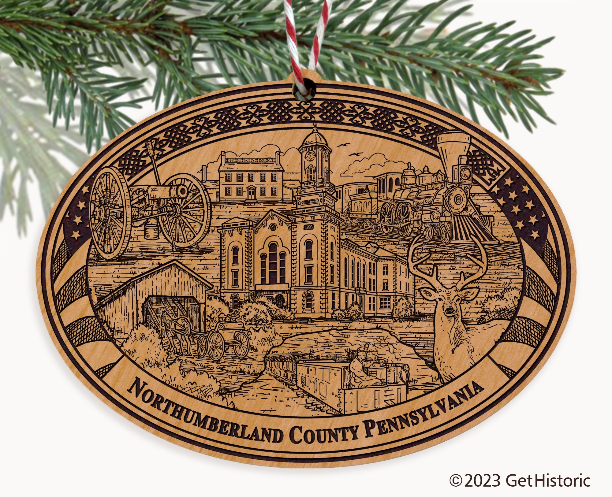 Northumberland County Pennsylvania Engraved Natural Ornament