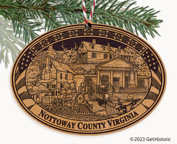 Nottoway County Virginia Engraved Natural Ornament