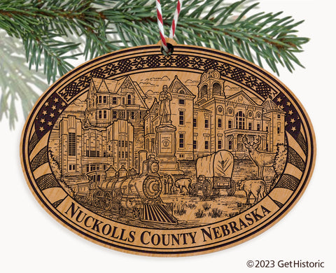 Nuckolls County Nebraska Engraved Natural Ornament