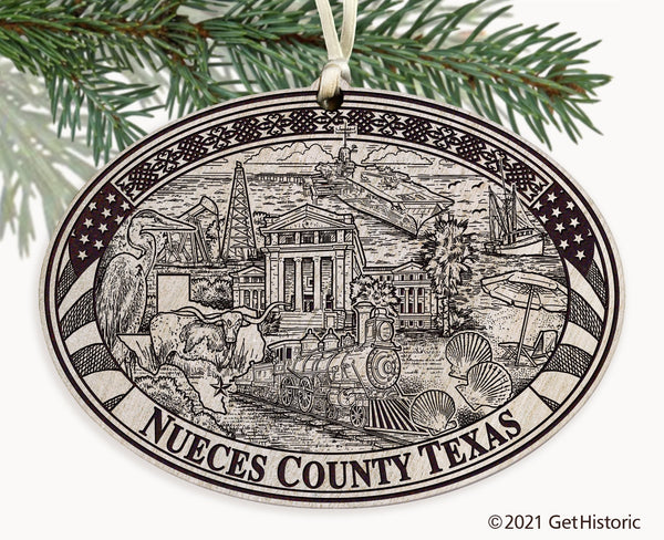 Nueces County Texas Engraved Ornament