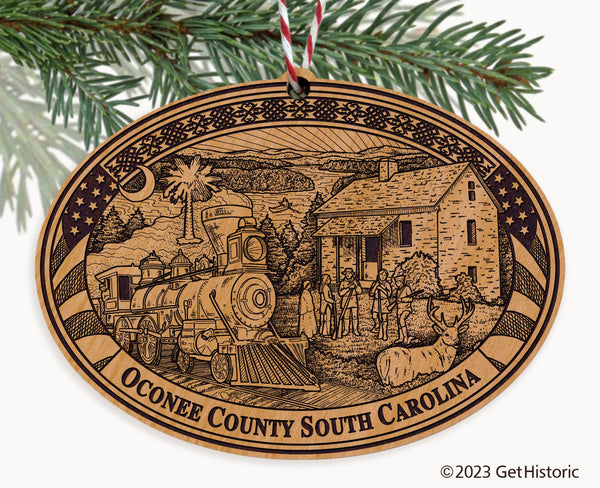 Oconee County South Carolina Engraved Natural Ornament