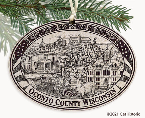 Oconto County Wisconsin Engraved Ornament