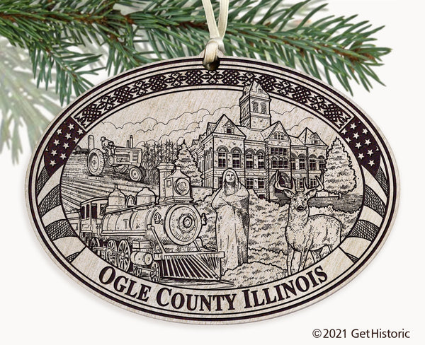 Ogle County Illinois Engraved Ornament