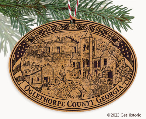 Oglethorpe County Georgia Engraved Natural Ornament