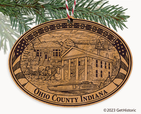 Ohio County Indiana Engraved Natural Ornament