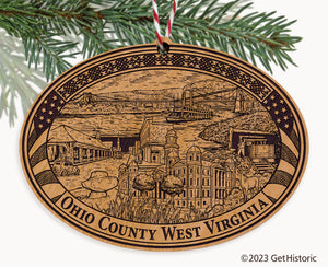 Ohio County West Virginia Engraved Natural Ornament