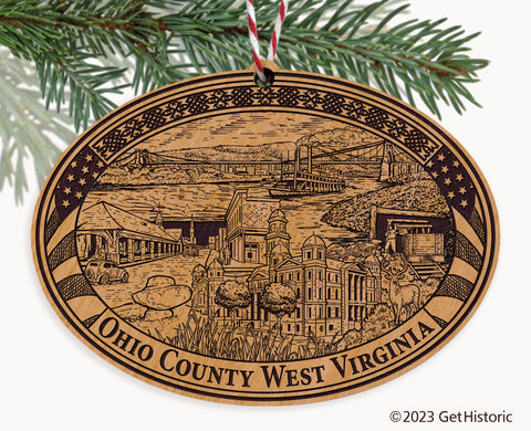 Ohio County West Virginia Engraved Natural Ornament
