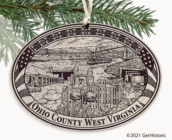 Ohio County West Virginia Engraved Ornament