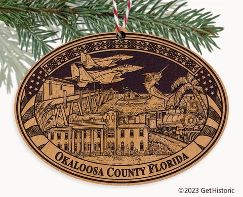 Okaloosa County Florida Engraved Natural Ornament