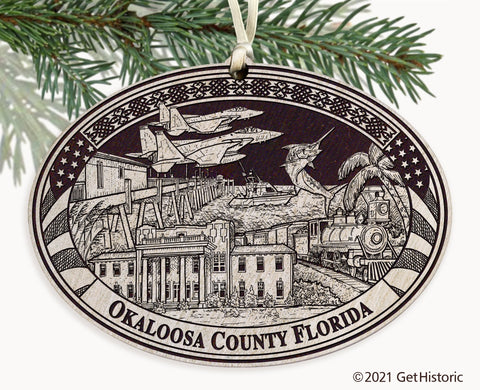 Okaloosa County Florida Engraved Ornament
