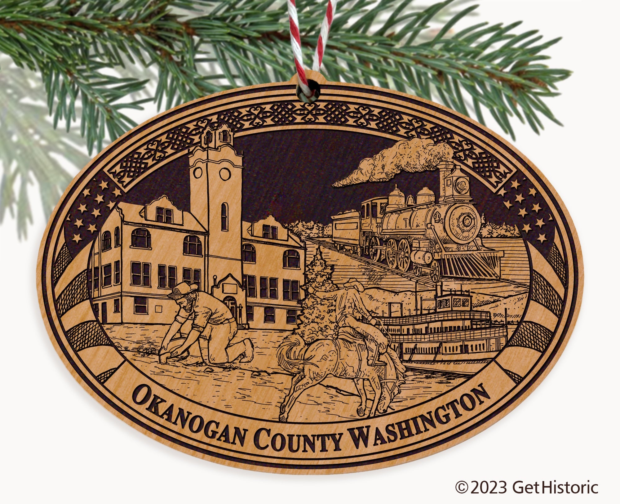 Okanogan County Washington Engraved Natural Ornament