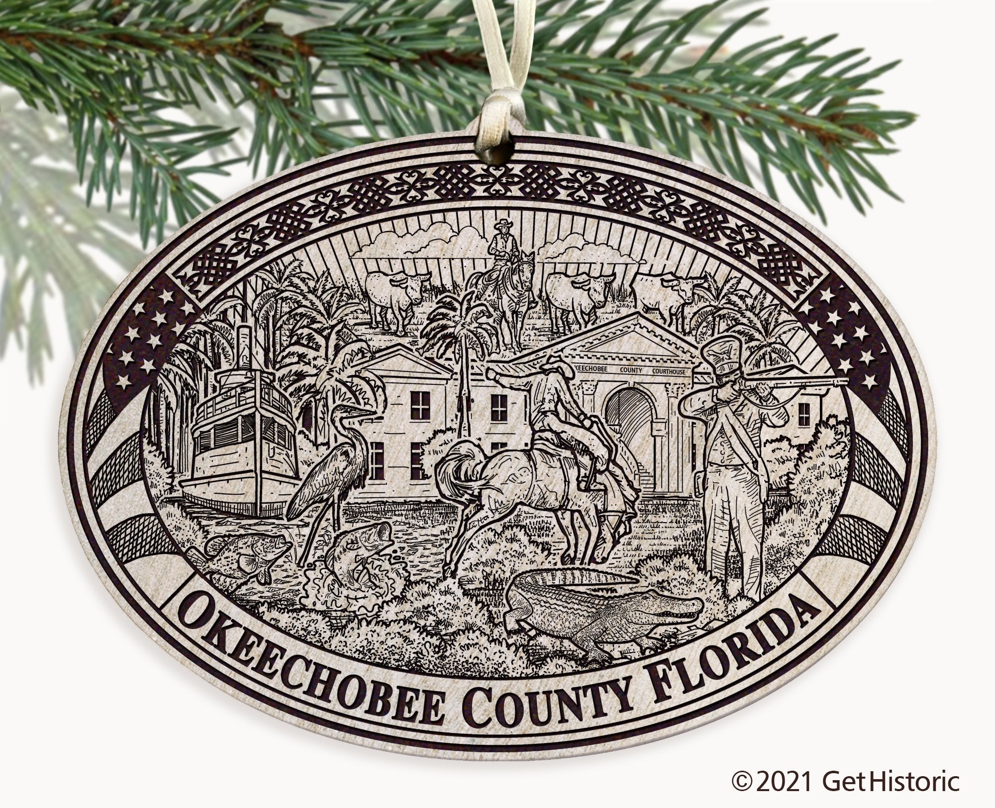 Okeechobee County Florida Engraved Ornament