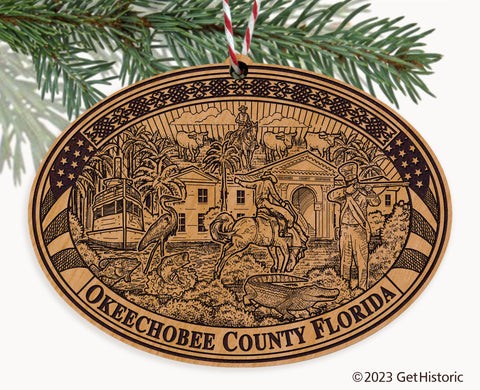 Okeechobee County Florida Engraved Natural Ornament