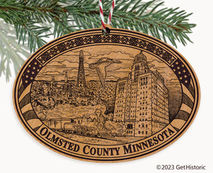 Olmsted County Minnesota Engraved Natural Ornament