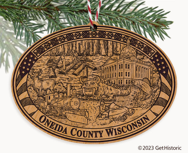 Oneida County Wisconsin Engraved Natural Ornament