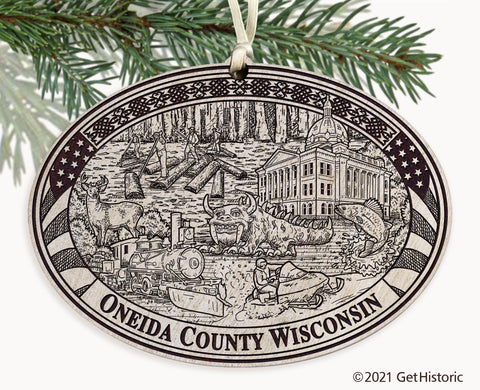 Oneida County Wisconsin Engraved Ornament