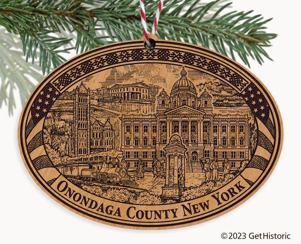 Onondaga County New York Engraved Natural Ornament