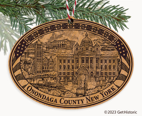 Onondaga County New York Engraved Natural Ornament