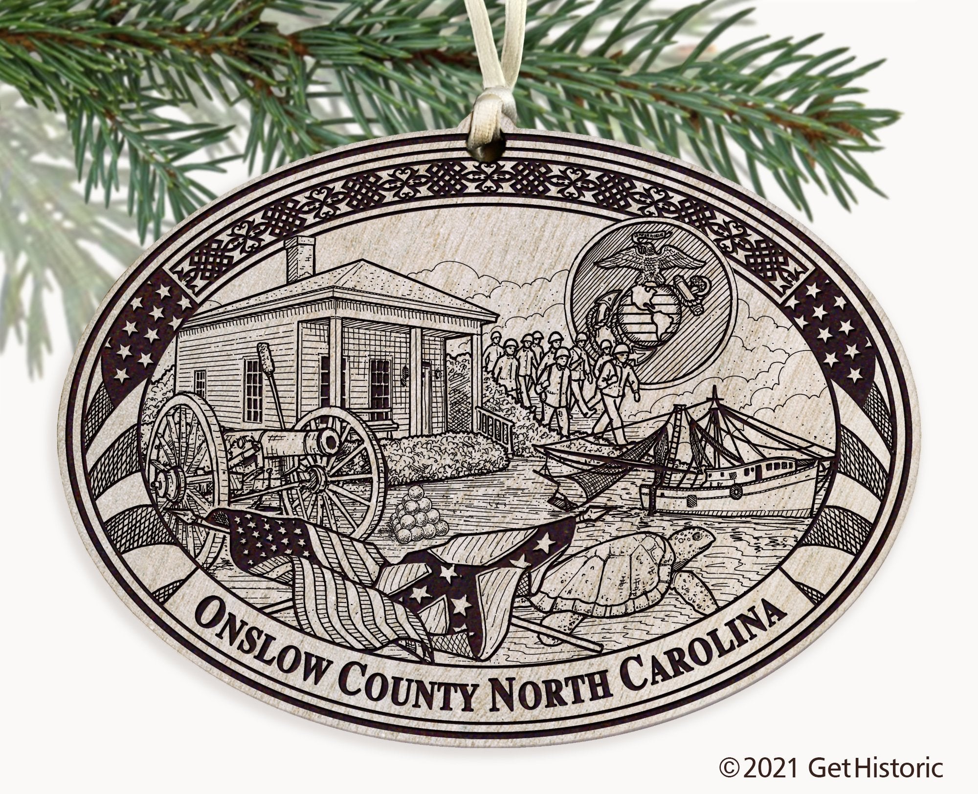 Onslow County North Carolina Engraved Ornament