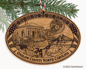 Onslow County North Carolina Engraved Natural Ornament