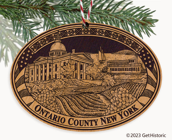Ontario County New York Engraved Natural Ornament