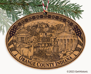 Orange County Indiana Engraved Natural Ornament