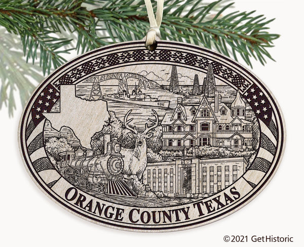 Orange County Texas Engraved Ornament