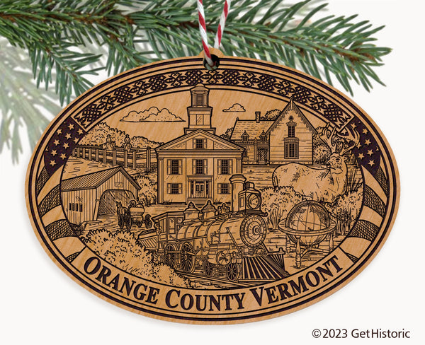 Orange County Vermont Engraved Natural Ornament