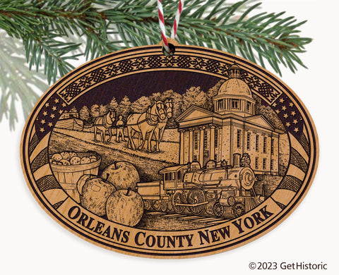 Orleans County New York Engraved Natural Ornament