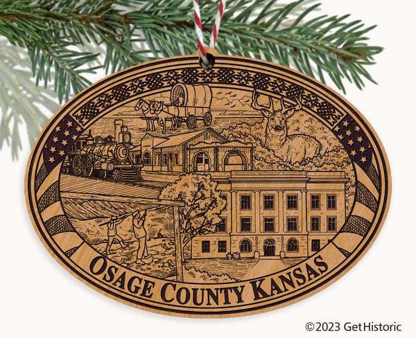 Osage County Kansas Engraved Natural Ornament