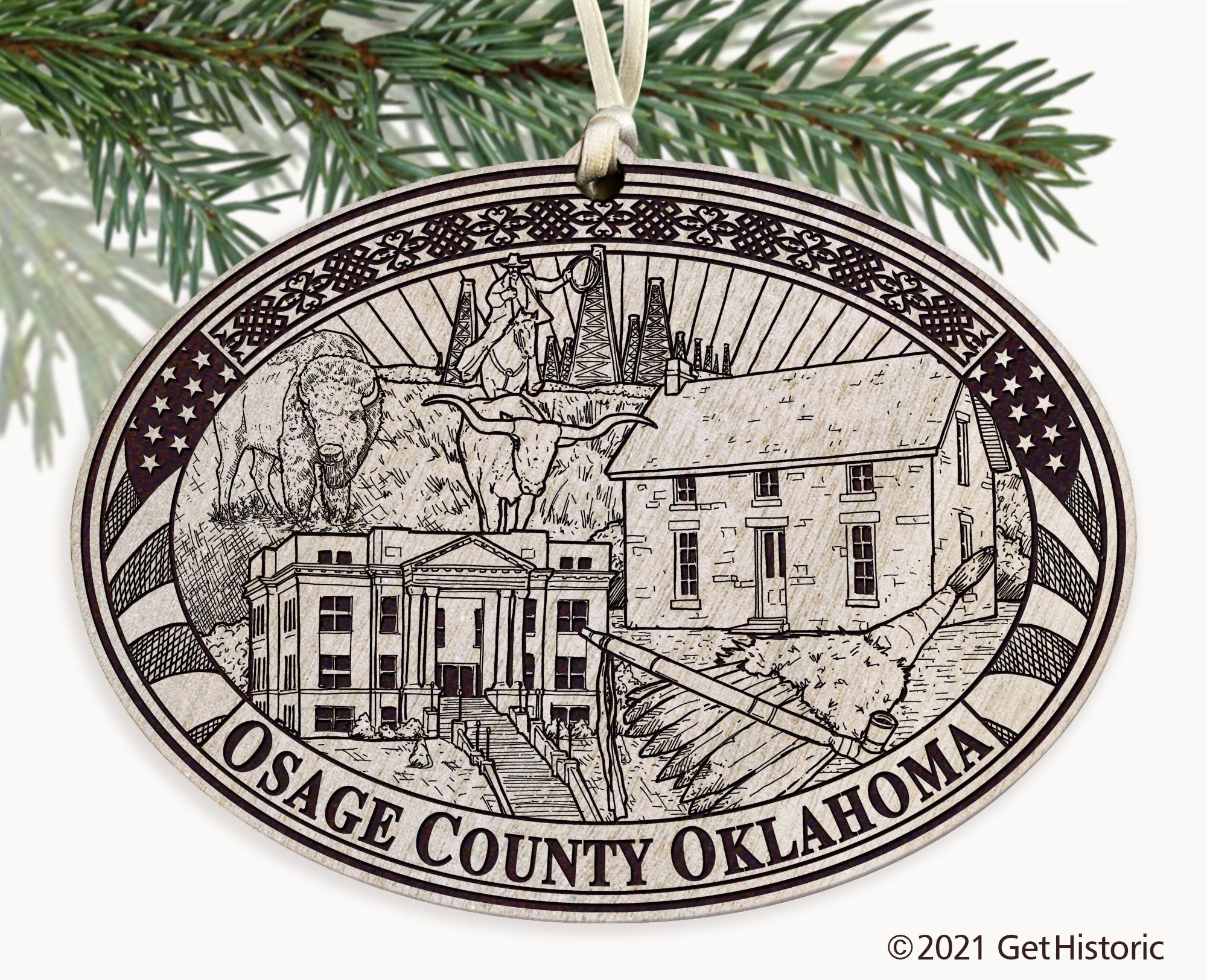 Osage County Oklahoma Engraved Ornament
