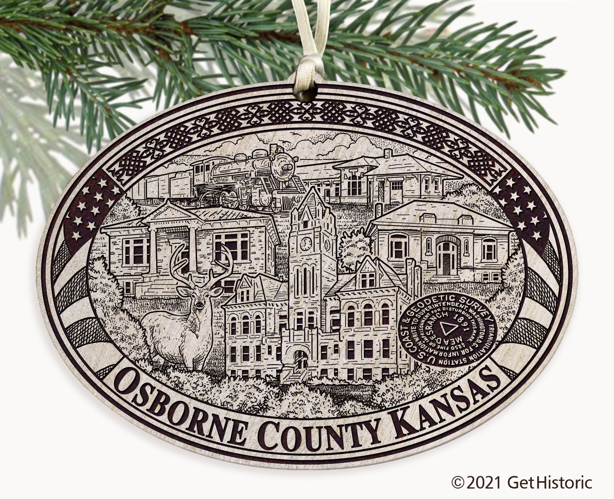 Osborne County Kansas Engraved Ornament