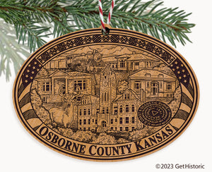 Osborne County Kansas Engraved Natural Ornament