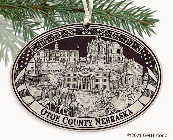Otoe County Nebraska Engraved Ornament